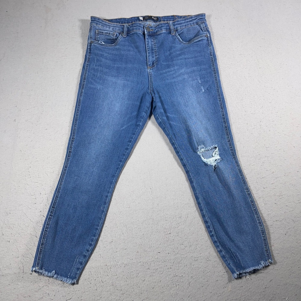KUT From The‎ Kloth Jeans Women 14 High Rise Distressed Blue Cropped Casual